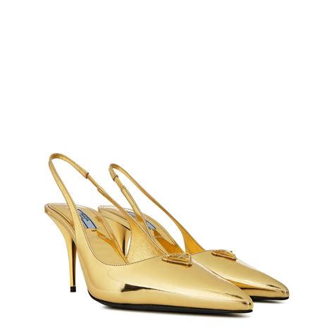 prada textured leather pumps|prada metallic slingback pumps.